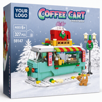 Ensemble de blocs de construction personnalisés de 327 pièces pour chariot à café de Noël, modèle de remorque à boissons 3D à monter soi-même, jouet de construction STEM, marque privée OEM