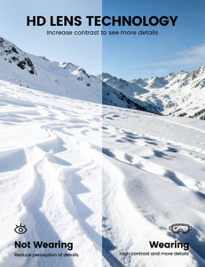 نظارات تزلج Lamicall SG01 بعدسات محدبة، رؤية واسعة، مضادة للضباب، حماية من الأشعة فوق البنفسجية 400، نظارات رياضات الثلج بدون إطار للرجال والنساء والبالغين - Product Image 5