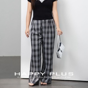Hague กางเกงขาตรงเอวสูงลายสก๊อตไซส์พิเศษ, กางเกงเอวยางยืดกางเกงลำลองผู้หญิง N8444 - Product Image 3