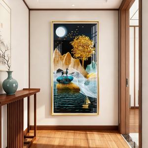 Decoración de Pared LED Personalizada al por Mayor, Impresión HD, Pintura Abstracta de Ciervos en Escena Nocturna, Pintura de Porcelana de Cristal para Sala de Estar - Product Image 6