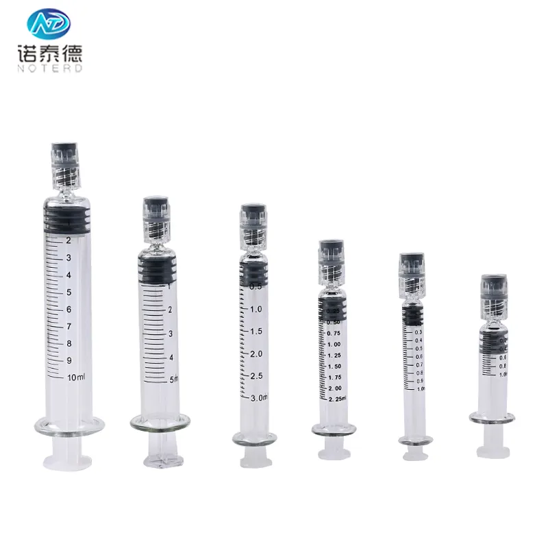 0.5ml 1 ml dài 1 ml 2.25ml 3ml 5ml 10ml thủy tinh ống tiêm luer khóa sáp ống tiêm