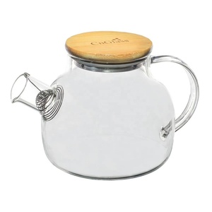 Cnglass 600ml ThủY Tinh Trà nồi Stovetop an toàn thủy tinh Nước Jug thủy tinh borosilicate ấm trà với nắp tre - Product Image 4