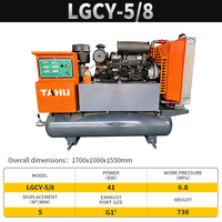 Compresseur d'air diesel portable LGCY-5/8, type à vis, 0,8 MPa, pour applications industrielles et minières