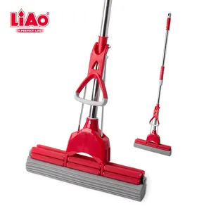 LiAo 33cm super wide double wheels self squeeze roller PVA sponge magic mop for floor cleaning