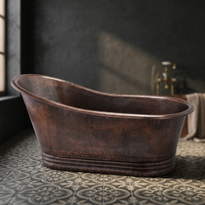 Baignoire autoportante artisanale en cuivre martelé à double pédale, directement de l'usine - Product Image 1
