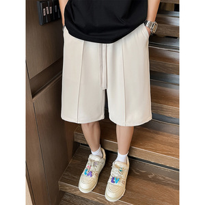 Pantalones Cortos de Traje Finos de Verano para <span class=keywords><strong>Hombre</strong></span>, Pantalones de Pierna Recta <span class=keywords><strong>a</strong></span> Media Pierna, Pantalones Casuales Holgados y Modernos de Cinco Puntos - Product Image 3