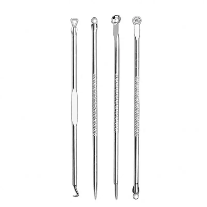 Factory OEM sliver professional stainless pimple acne blackhead comedone extractor removal tool needle double head