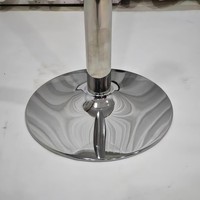Table de bar haute moderne avec plateau en verre trempé transparent et support en acier inoxydable