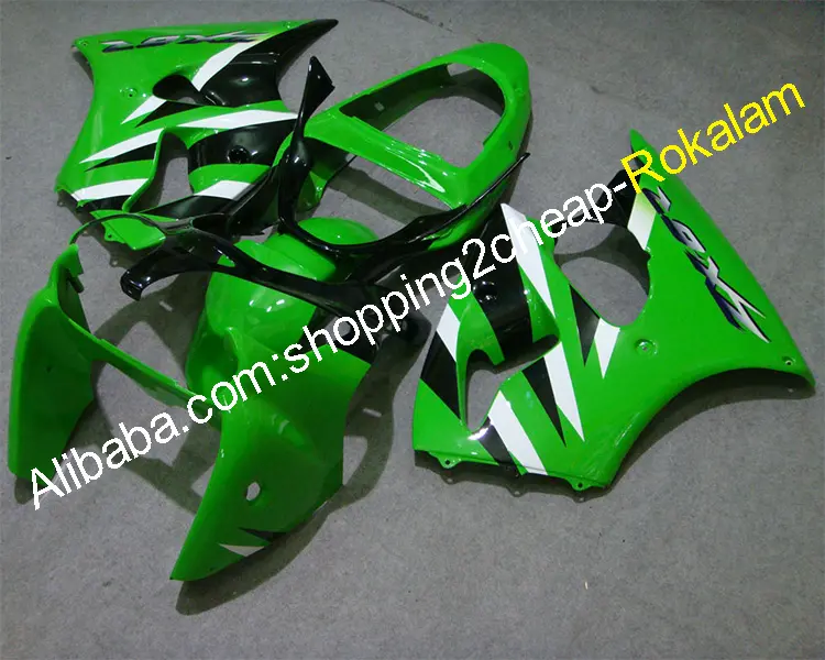 فيرينجز مجموعة ZX6R لكاواساكي أجزاء ZX-6R 00 01 02 ZX 6R 2000 2001 2002 أخضر أبيض أسود هيكل السيارة دراجة نارية الهدايا المجمعة