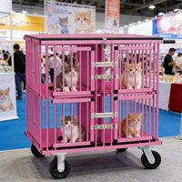USMILEPET Poussette pour animaux de compagnie 4 portes en aluminium massif, très vendue, pour exposition, esthétique, durable, pliable, cage pour chien, concours canin