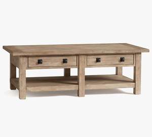 Table basse rectangulaire en bois massif faite à la main pour salon - Product Image 4