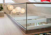Rampe de balcon en verre en alliage d'aluminium brossé de haute qualité, moderne, sans cadre, pour villa, escalier en U à cadre dissimulé, appartement