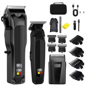 Tondeuse à <span class=keywords><strong>barbe</strong></span> portable rechargeable noire avec sac – Kit complet de coiffure pour homme - Product Image 1