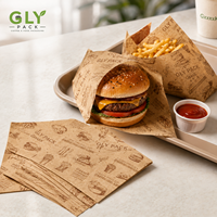 Feuilles de papier kraft imprimées sur mesure, résistantes à la graisse, pour l'emballage alimentaire des sandwichs, des hamburgers, des produits de boulangerie, des restaurants et des plats à emporter
