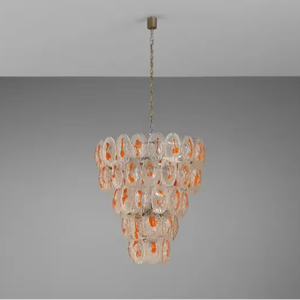 <span class=keywords><strong>Lampadario</strong></span> Vintage italiano strutturato Murano in vetro <span class=keywords><strong>arancione</strong></span> - Product Image 2