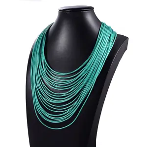 批发蜡质亚麻绳珠宝项链，适合女性多股更多颜色选择42厘米约16.5英寸1299564