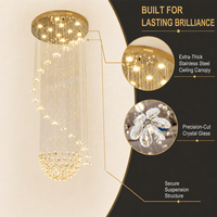Lustres de plafond longs et larges en or personnalisés pour hôtel, luminaires suspendus de luxe, éclairage LED, escalier moderne, lustre en cristal