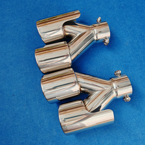 Embout d'échappement double de 3,5 pouces en forme de Y, poisson <span class=keywords><strong>volant</strong></span>, double paroi en acier inoxydable poli chromé, embout de silencieux pour voiture - Product Image 5