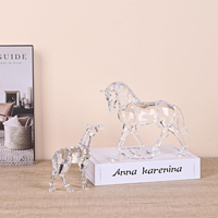Ornements de cheval en cristal de luxe à haute brillance, faits à la main, gravés, en cristal Jingpai, pour salon, bureau, table
