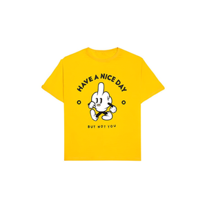 T-shirt gialla con stampa promozionale Have A Nice Day But Not You - Product Image 2