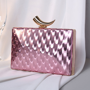 Nouveau sac de dîner corne boucle en métal brillant PU imprimé fleuri femmes sac à main chaîne bandoulière embrayages pour la fête de mariage - Product Image 5