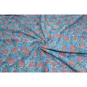 Tela Étnica Ligera Hecha a Mano con Estampado Sanganeri para Ropa de Niños y Niñas, Bolsos, Edredones, Bufandas, Vestidos, Cortinas y Fundas - Product Image 4