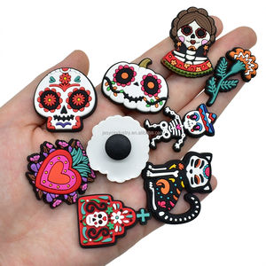 Festa messicana delle scarpe morte regalo di promozione del fascino del giorno della morte del Messico decorazione di scarpe in gomma Dia De Los Muertos Clog Shoe Charms - Product Image 2