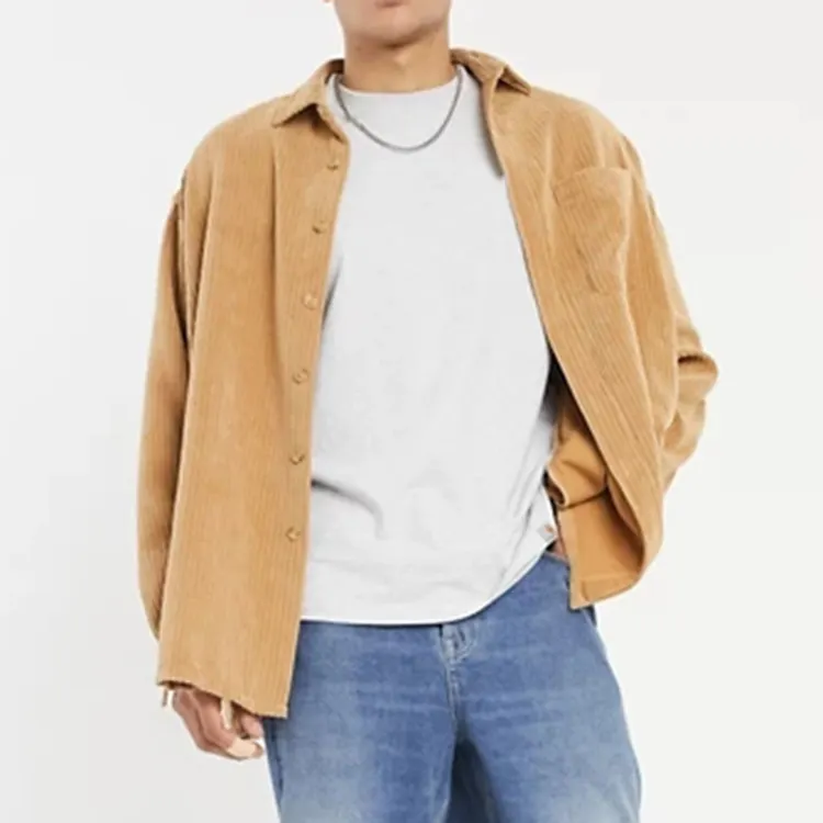 男性用カスタムサプライヤーシャツポケットソリッド90年代特大スタイルコードデザイナーシャツメンズ