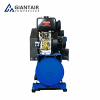 Compresseur d'air industriel portable diesel à piston de 13 CV, 5 kW, 1,7 kW, 180 L, 300 L, entraîné par courroie, avec générateur de soudage