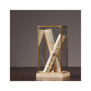 Bắc Âu sang trọng kính hiển thị box với Brass margin gỗ cơ sở cho phụ kiện nhà trang trí nội thất - Product Image 3