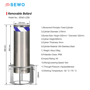 SEWO dissuasori rimovibili manuali barricata di sicurezza strada 304 dissuasore barriera in acciaio inox con cinghie riflettenti - Product Image 2
