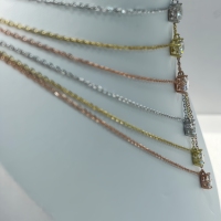 Kalung Perak S925 Moissanite Klasik Empat Enam Prong untuk Wanita dengan Moissanite Potongan Bulat Cemerlang dan Sertifikat GRA