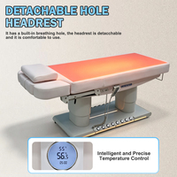 Table de massage électrique professionnelle à 4 moteurs, inclinable, chauffante, avec mousse à mémoire de forme et commande au pied pour salon de beauté