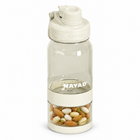Ensemble bouteille d'eau 21 oz et pot à collation 7 oz en Tritan PP, bouteille de sport avec couvercle à bec verseur et boucle pratique pour la gym et les pique-niques