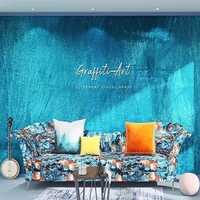 Mural Dinding Tekstur Pasir Gradasi Biru Tua Wallpaper Minimalis Modern Dekorasi Latar Belakang Kustom untuk Salon Kafe Toko