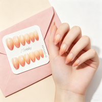 Faux ongles à presser de style designer, tendance Instagram, forme amande, en ABS, longueur moyenne, avec paillettes dégradées, couvrance totale, vente en gros