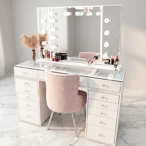 <strong>Modern</strong> White Luxury Vanity Dresser with Mirror Home Retail Hot Sale <strong>Dressing</strong> <strong>Table</strong> for Bedroom - Product Image 4