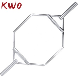 Barre d'haltères hexagonale incurvée de 20 kg pour musculation, équipement de gym noir 28 mm, corps chromé poli, sécurité accrue - Product Image 3