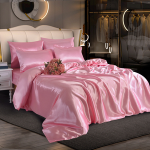 Parure de lit 6 pièces en satin de soie tissé de haute qualité avec garnissage en polyester, colorée, pour lits QUEEN/KING, douce pour la peau - Product Image 6