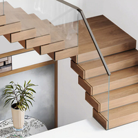 Marches d'escalier modernes en bois massif à monter soi-même, marches modulaires flottantes avec garde-corps pour projets résidentiels et commerciaux