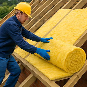 Solution d'isolation pour toitures et murs - Rouleau <span class=keywords><strong>de</strong></span> <span class=keywords><strong>laine</strong></span> <span class=keywords><strong>de</strong></span> <span class=keywords><strong>verre</strong></span> <span class=keywords><strong>de</strong></span> 100 mm, 24 kg/m, classe A1 Euro, résistance thermique R-2.7, isolation acoustique - Product Image 5