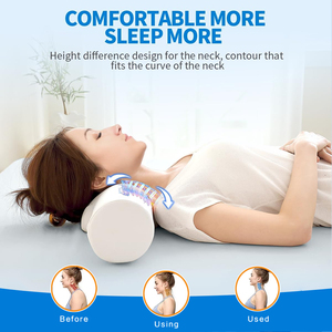 Adjustable Cervical Neck Roll <strong>Pillow</strong> Ergonomic Bolster for Neck &amp; Shoulder Pain Relief Firm Polyurethane Support Washable Cover - Product Image 2