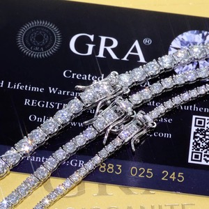 Premium B2B Wholesale VVS Moissanite Tennis Bracelets S925 Silver 18K Gold Plated <b>Iced</b> <b>Out</b> Continuous Inline <b>Chain</b> Jewelry - Product Image 4