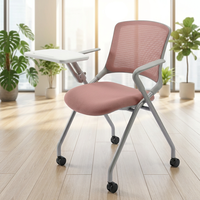Chaise de conférence de bureau moderne avec cadre métallique pliable, tableau d'écriture, design empilable et roulettes