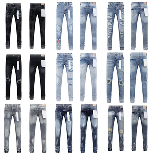 <span class=keywords><strong>Jeans</strong></span> da Uomo Vintage Casual Nuovo Stile, Gamba Larga a Zampa, Vita Media, Lavaggio Acido, Effetto Consumato, Gamba Dritta Strappata, Design Esclusivo - Product Image 1