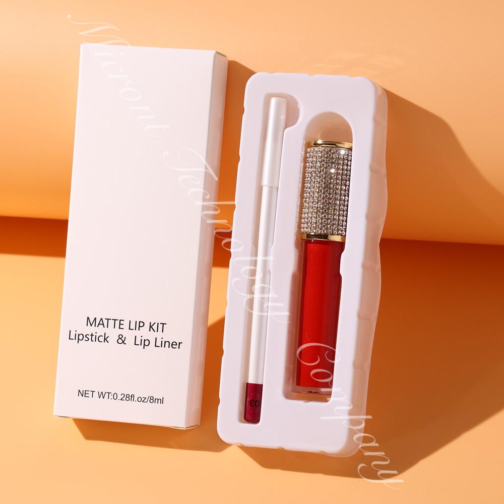 Набор губной помады на заказ с подводкой для губ, Набор губной помады без логотипа, жидкая матовая губная помада для макияжа