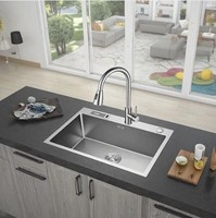Robinet de cuisine moderne intelligent noir multifonctionnel en acier inoxydable brossé fait main, à double cuve sous plan, facile à nettoyer, avec technologie Nano