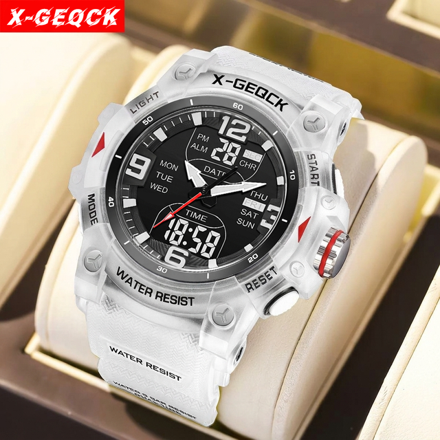 Multifunctional Men's Sport Chronograph Watch Digital Display Stop Watch Alarm 3BAR Water Resistant Plastic Latest X-GEQCK