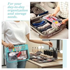 Ensemble de trousses de toilette et de maquillage en PVC transparent avec fermeture éclair pour femmes, organisateur de maquillage, sacs de voyage, sacs de bain et de toilette, pochettes de rangement - Product Image 5