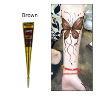 Cône de Henné Indien Semi-Permanent pour Tatouage Corporel, Pâte de Henné Marron pour Bras et Peinture Corporelle Temporaire